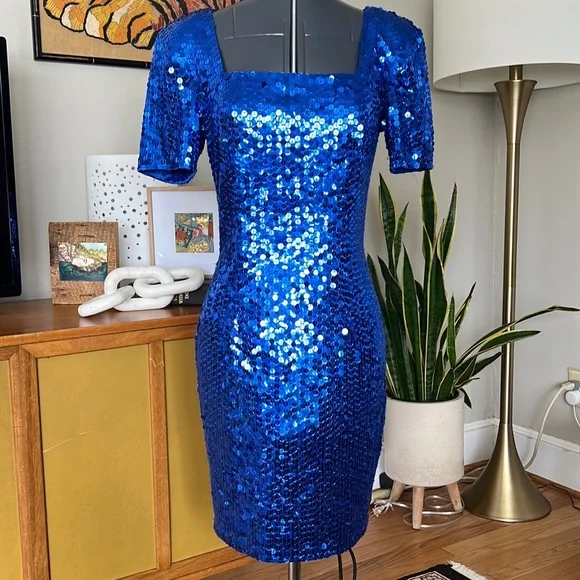 Niteline | Dresses | Vintage Niteline Della Roufogali Electric Blue 8s  Sequin Mini Dress Size 6 | Poshmark